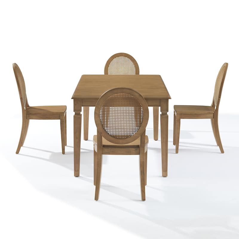 Crosley Katia 5-Piece Dining Table Set For 4 With Cane-Back Chairs