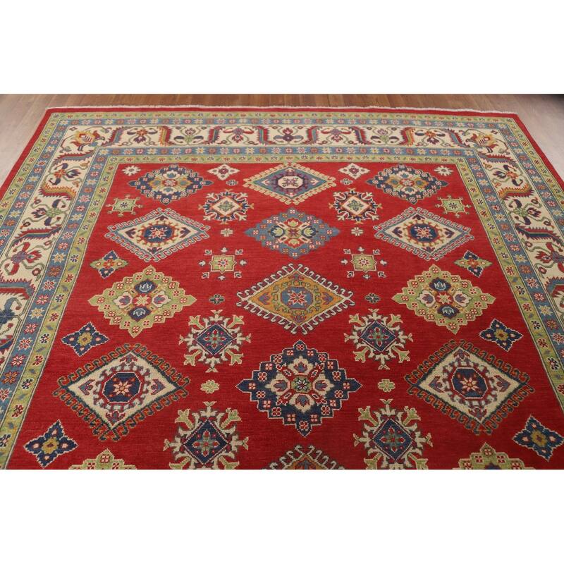 Geometric Kazak Area Rug Wool Carpet - 8'0" x 10'4"