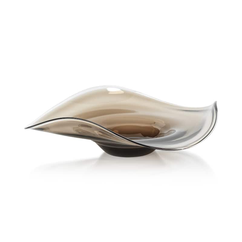 Vellerti Taupe Wave Glass Bowl - Large