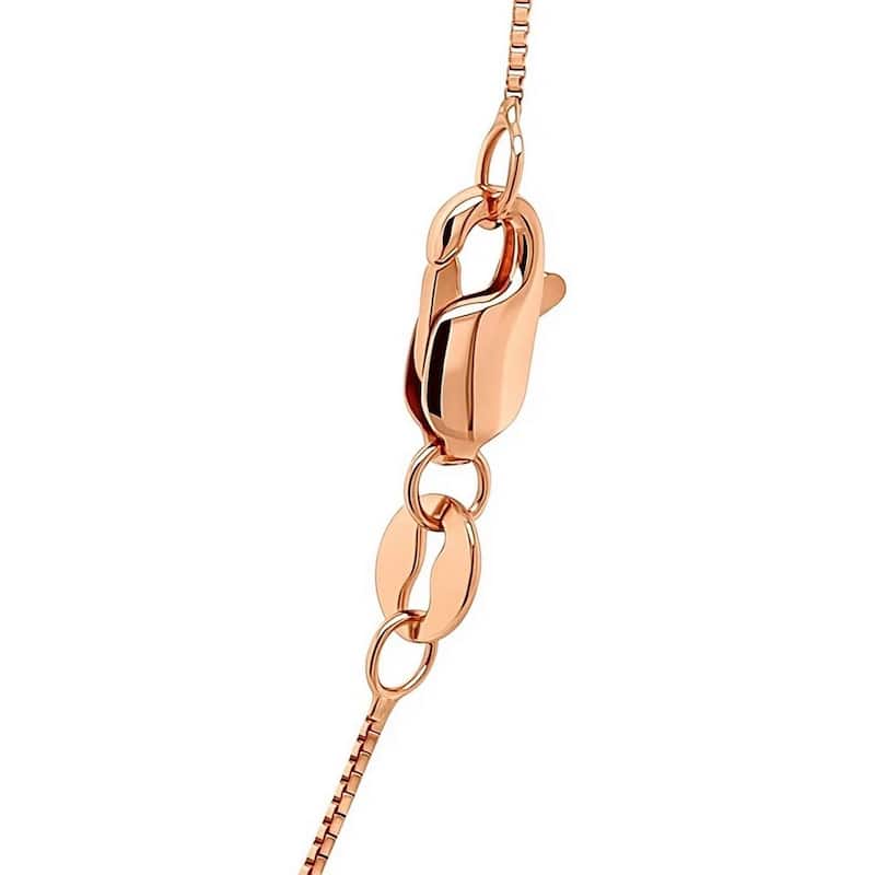 MayaMila 14k Solid Rose Gold Classic Box Chain Necklace 0.6mm