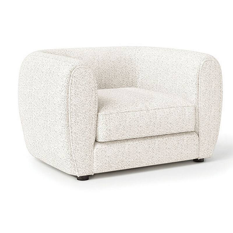 Dly Accent Chair, Tuxedo Style Arms, Plush White Boucle Cushions