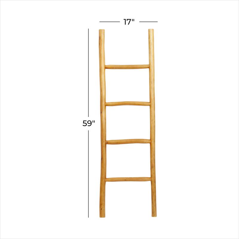 Brown Teak Wood Handmade 4 Rack Ladder