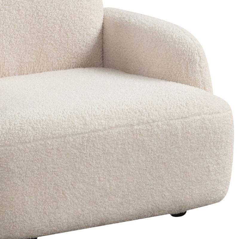 Raye Bear Shaped Kids Armchair with Black Legs, Beige Teddy Velvet