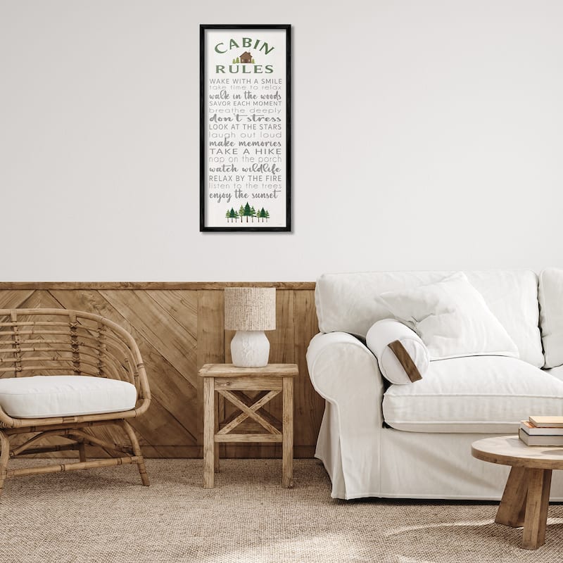 Stupell Fun Rustic Cabin Rules Framed Giclee Art Design By Seven Trees Design