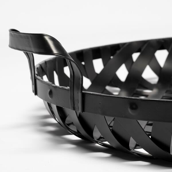 Set Of 2 Matte Black Metal With Interweaved Bottom Trays Set Of 2 Matte Black Metal With Interweaved Bottom Trays