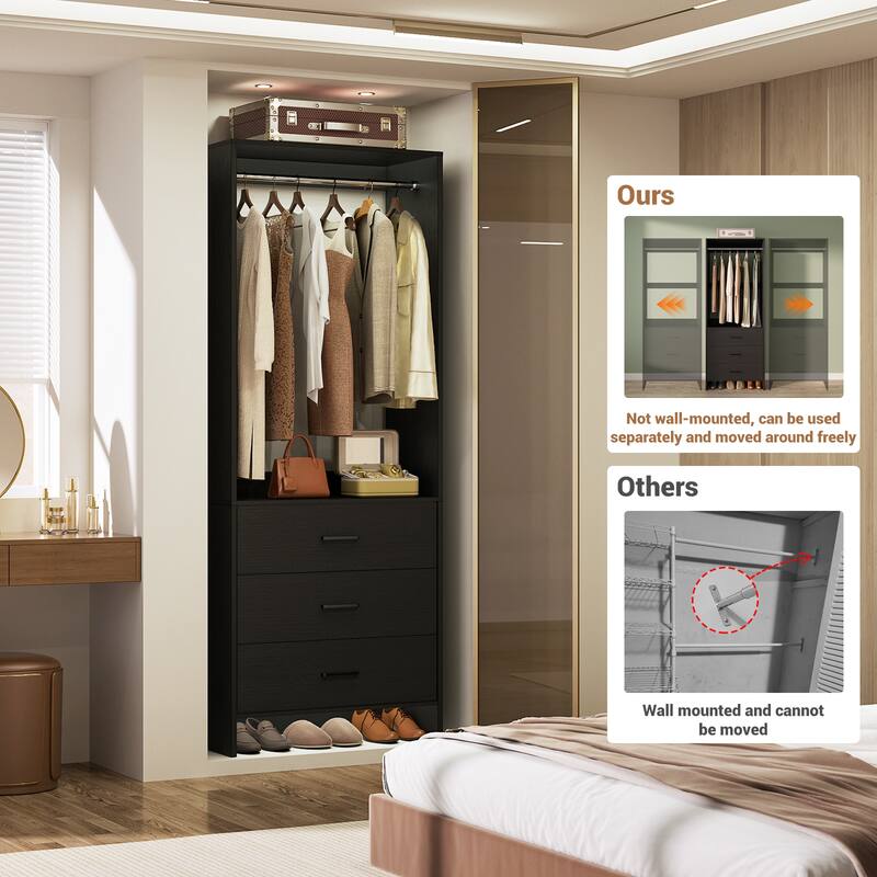 Cimly Freestanding Closet Sytem, Closet Organizer Wardrobe for Walk-in and Reach-in Closet