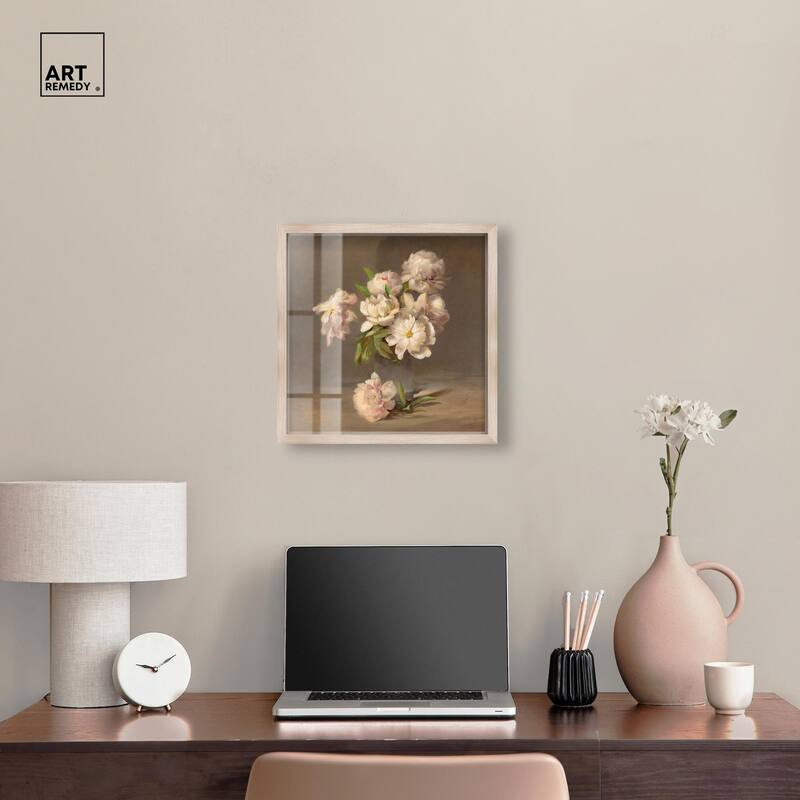 Porter Peonies in a Vase Shadowbox by Art Remedy