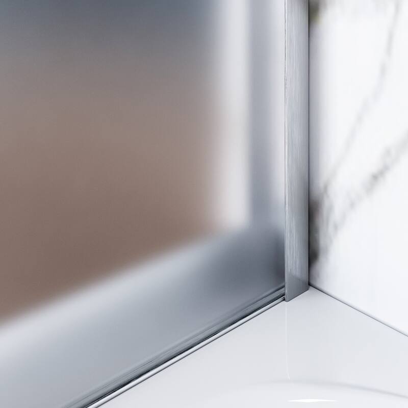 Elegant Double Sliding Shower Door with Frosted Glass in Brushed Nickel Finish 60'' W x 57.4'' H for Bathtub