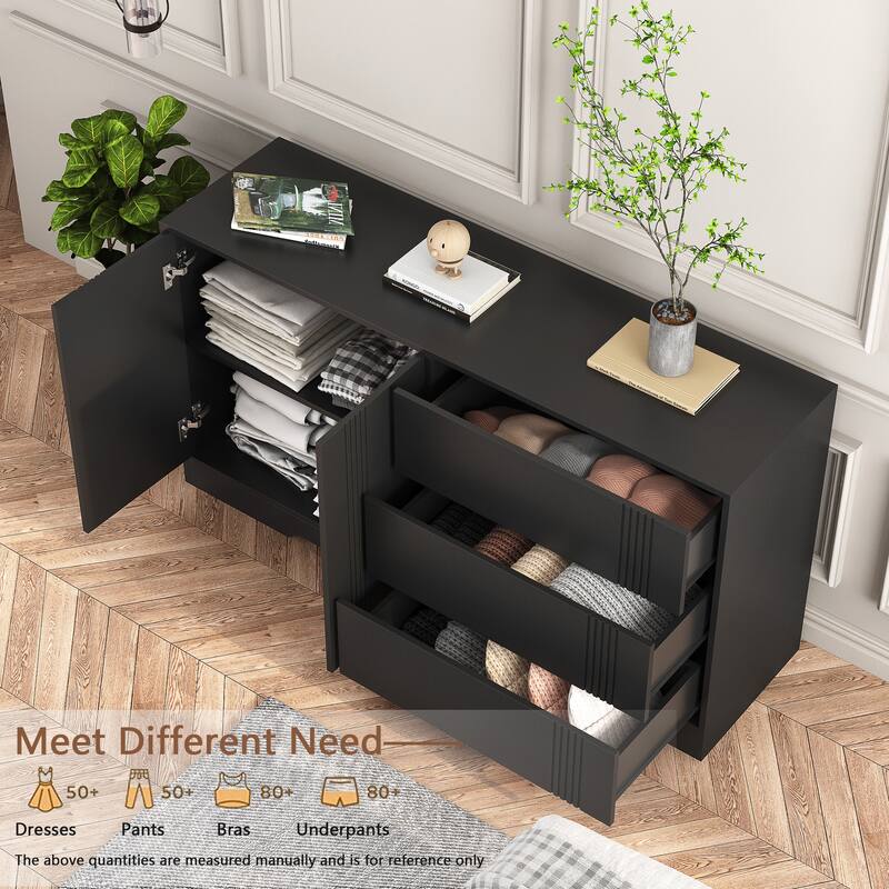 Modern Sideboard Buffet Cabinet with 3 Large Drawers, Living Room Accent Cabinet Entryway Storage Cabinet