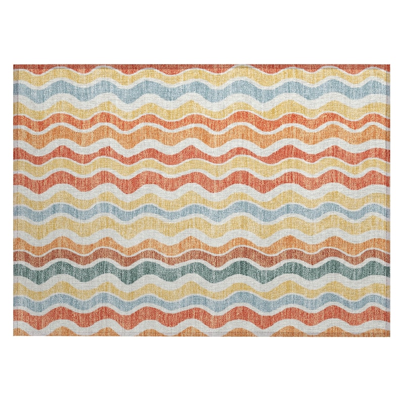 Machine Washable Indoor/ Outdoor Funky Stripe Chantille Rug