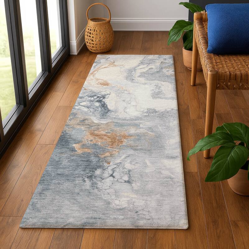 Premium Washable Super Soft Abstract Contemporary Mayfield Rug - 2'3" x 7'6" - Gray