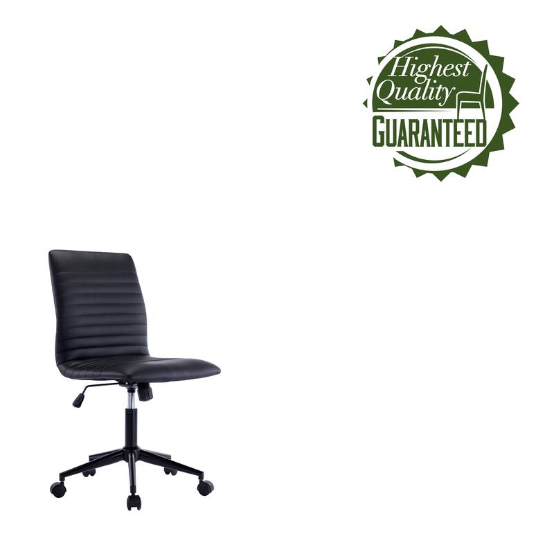 Porthos Home Bron Faux Leather Armless Office Chair with Steel Roller Base, Tilt Mechanism