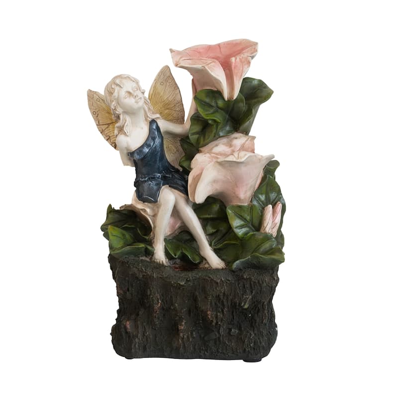 Decorative 3 Tier Tabletop Water Fountain with Fairy and LED Light