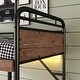 preview thumbnail 7 of 13, Detachable Bunk Bed Convertible 2 Beds, Black Metal Twin XL Over Twin XL Bed Frame with 2 Drawers, Lights and Charge Station