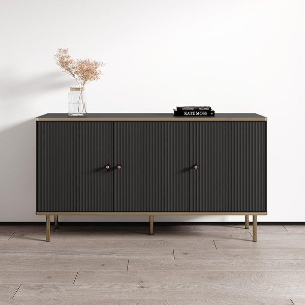 slide 2 of 11, Meble Furniture Camelia 3D 54" Sideboard Buffet Credenza 54.3W x 15.8D x 29.5H Modern European Black
