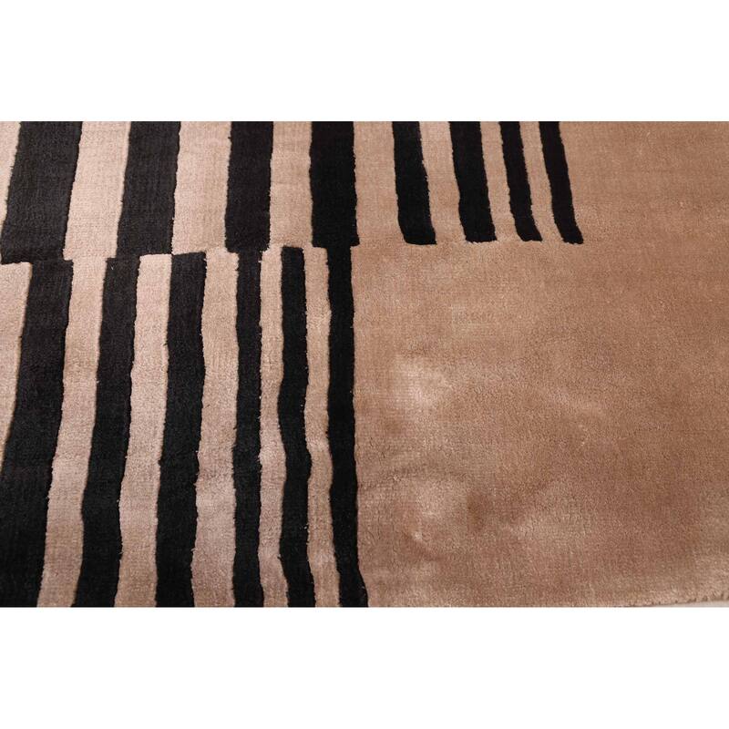 ECARPETGALLERY Hand Loomed Loreto Beige Viscose Rug - 5'1 x 8'0