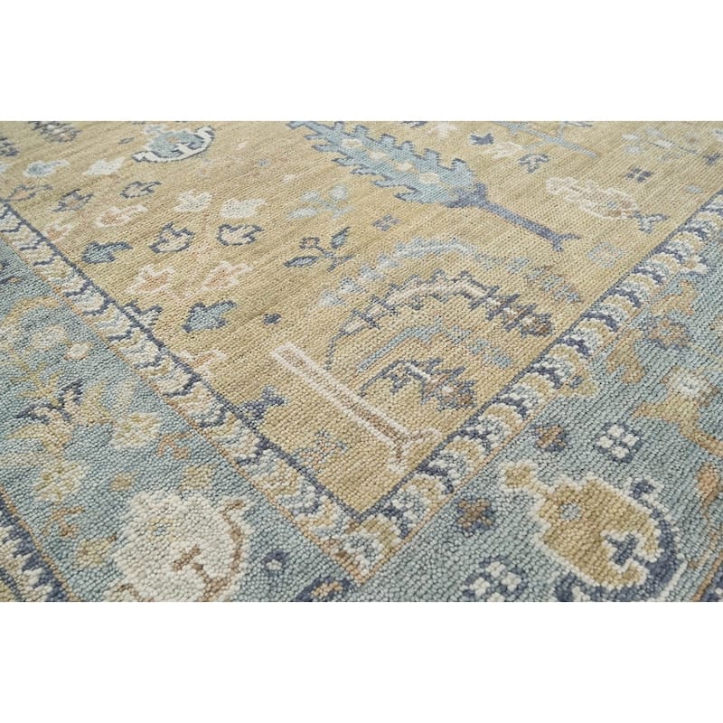 LoomBloom Multi Size Beige Hand Knotted Oushak 100% Wool Area Rug