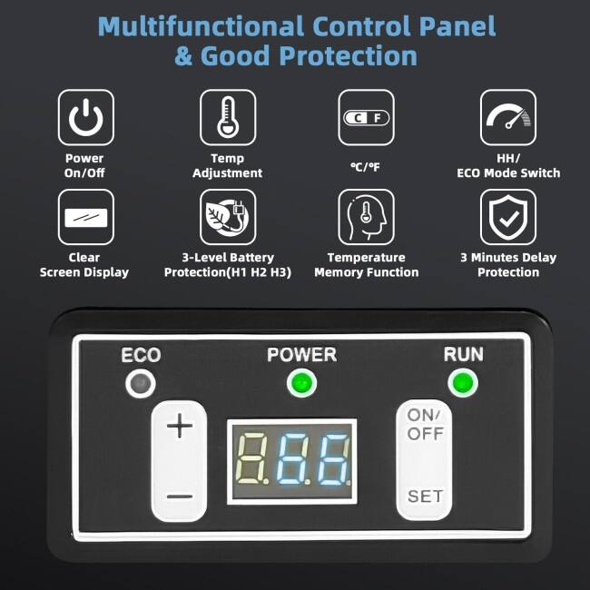 68 Quart Portable Car Refrigerator with Powerful Compressor and Ultra-Silent Cooling for Outdoor Trips