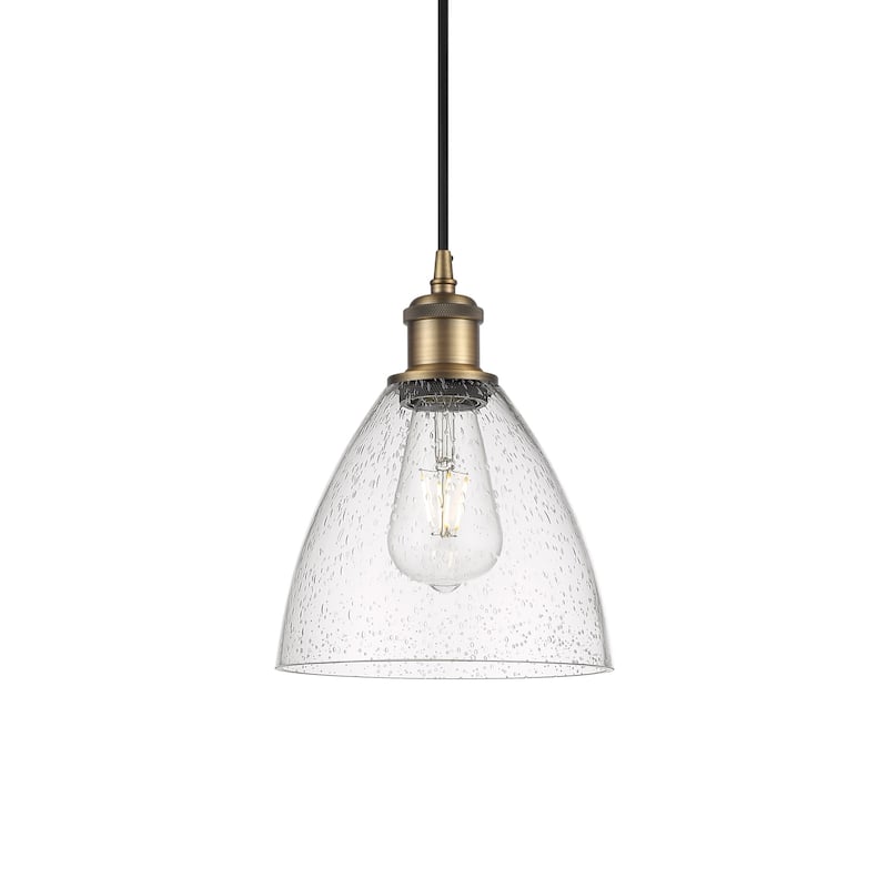 Innovations Lighting 516-1P-11-8 Bristol Pendant Bristol 8" Wide Mini - Brushed Brass / Seedy