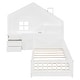 preview thumbnail 4 of 37, Wooden Floor Platform Bed with House Shape Storage Wingback Headboard, House Bed with USB, Window and Bedside Drawers