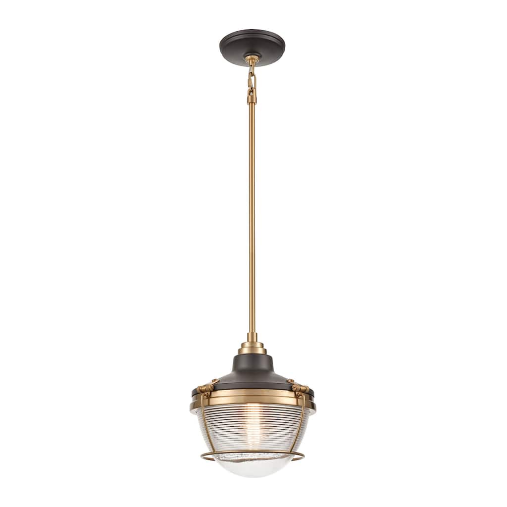 Elk Home Seaway Passage Oiled Bronze With Ribbed Glass 1 Light Pendant
