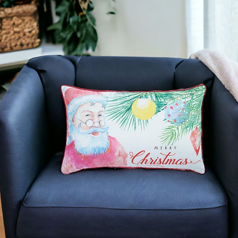 HomeRoots 12" X 20" Red and White Christmas Polyester Pillow Cover