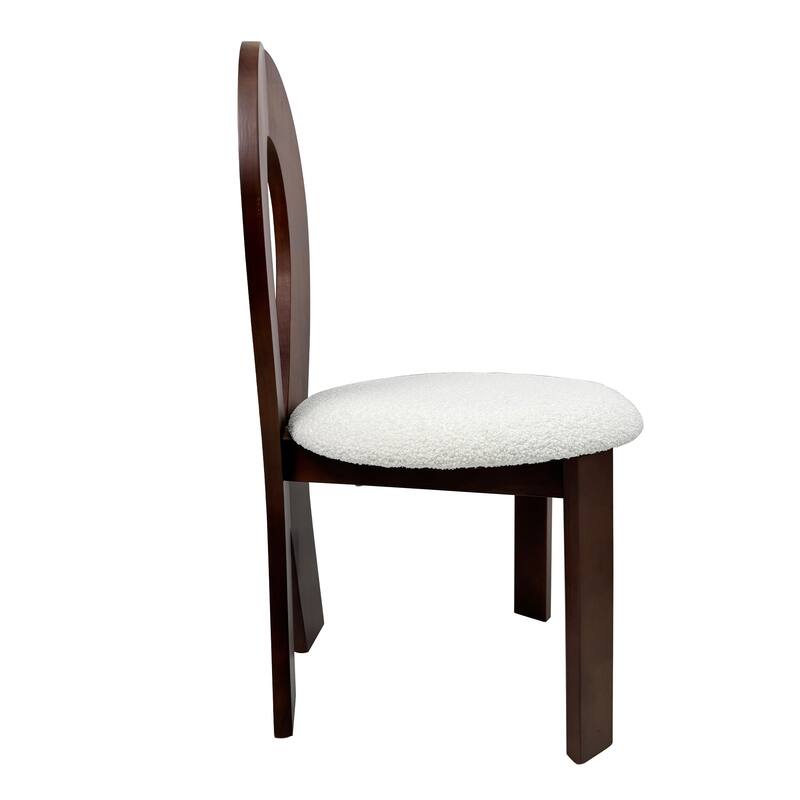 Key-design Wooden Dining Chairs Set of 2 with Teddy Velvet Padded Seat
