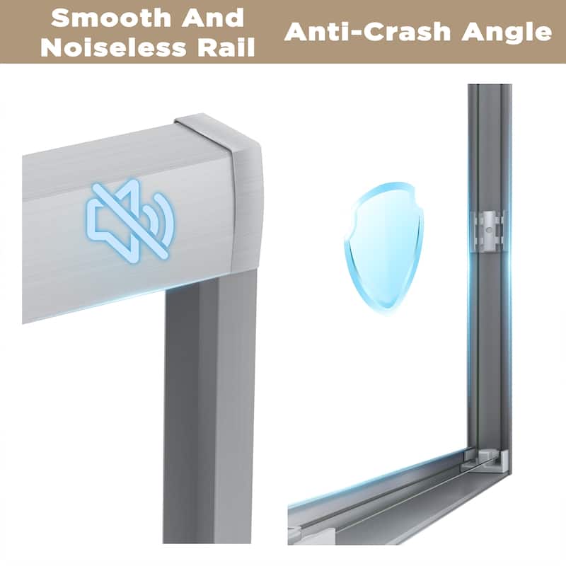 60" W × 60" H Framed Double Sliding Shower Door with Stainless Steel Handle