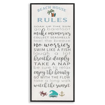 Stupell Fun Activities Beach House Rules Framed Giclee Art Design By Seven Trees Design