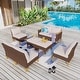 preview thumbnail 27 of 38, 9-Piece Outdoor Wicker Sectional Sofa Patio Furniture Luxury Conversation Set, Beige Cushion