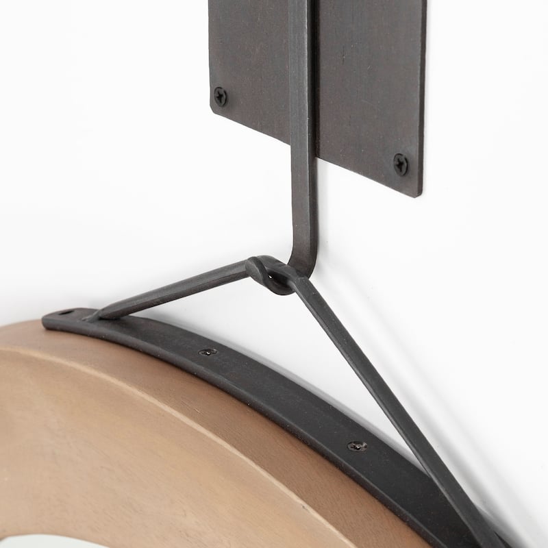 Avram Brown Solid Wood Frame With Metal Hanger Round Mirror - 44" x 44"