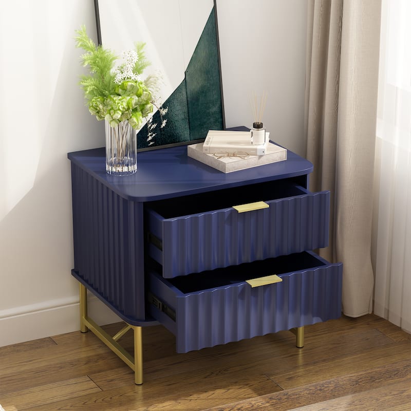 Clihome Modern MDF 2-Drawer Nightstand for Bedroom