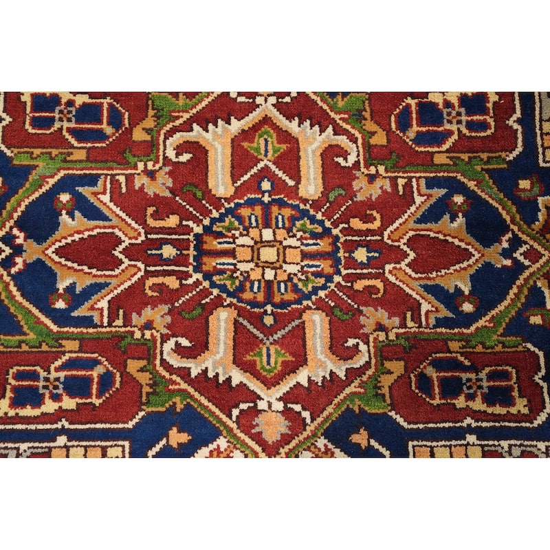 Hand Knotted Oriental 100% Wool Carpet Traditional Medallion Oranges & Rust Heriz (serapi) Area Rug - 10' 1'' X 8' 0''
