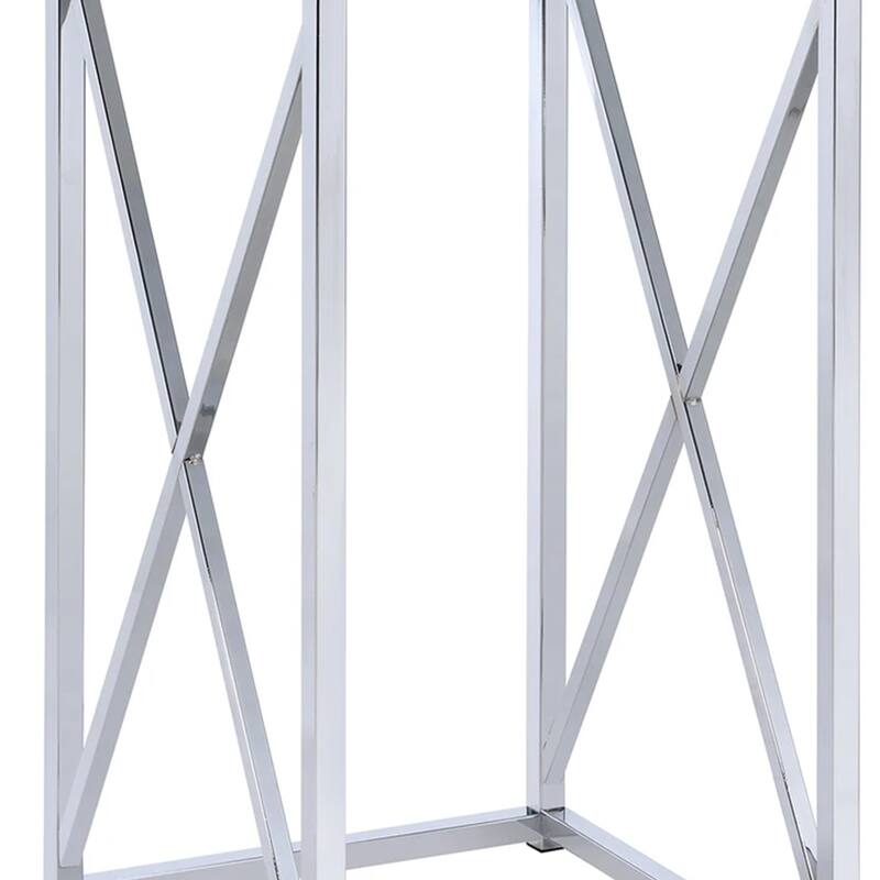 Fine Looking Metal Accent Table , White And Silver