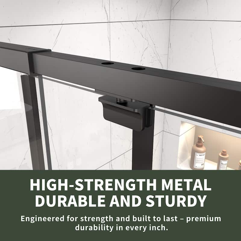 Modland 42" / 48" x 71''H Grid-pattern Pivot Shower Door - Silent Seal, Textured Glass, 4" Adjustable Frame