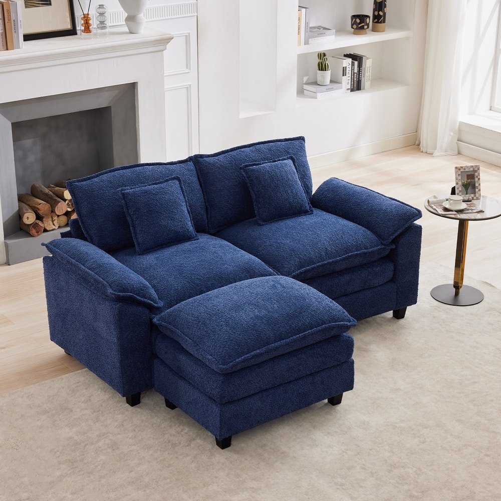 Modular Chenille Sectional Sofa with Ottomans, Deep Seat, Wide Padded Armrests, 2-Seat / 3-Seat / 4-Seat Options