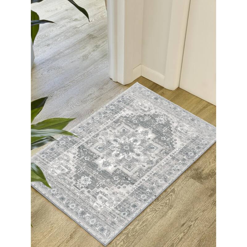DriftAway Area Rug Washable Rugs for Living Room Non Slip Rubber Backing Low Pile Non Shedding Boho Foldable Vintage Rugs