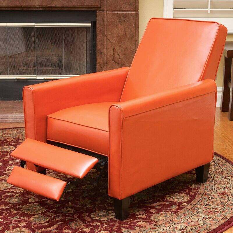 Pushback Recliner Chair, Fax Leather Armchair Push Back Accent Chair for Living Room, Home Theater Single Sofa Club Chair