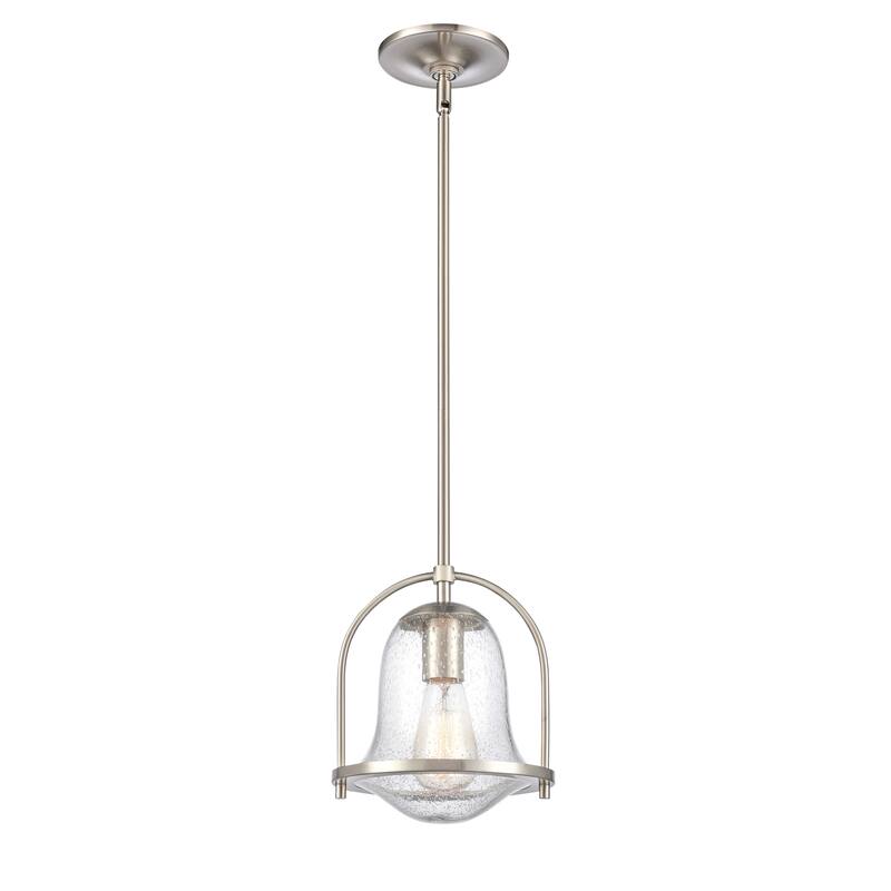 Connection 8-inch Wide 1-Light Mini Pendant in Oil Rubbed Bronze - 8in W x 8in D x 9in H - Satin Nickel