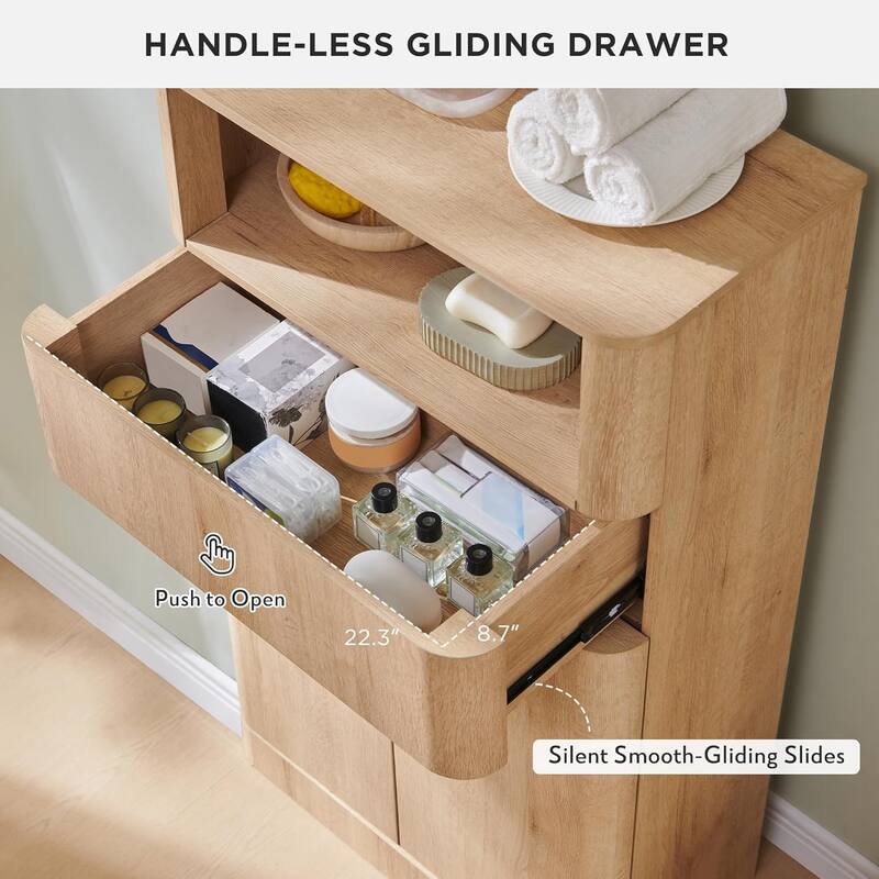 24" Modern Bathroom Storage Cabinet, Wide Cabinet For Living Room