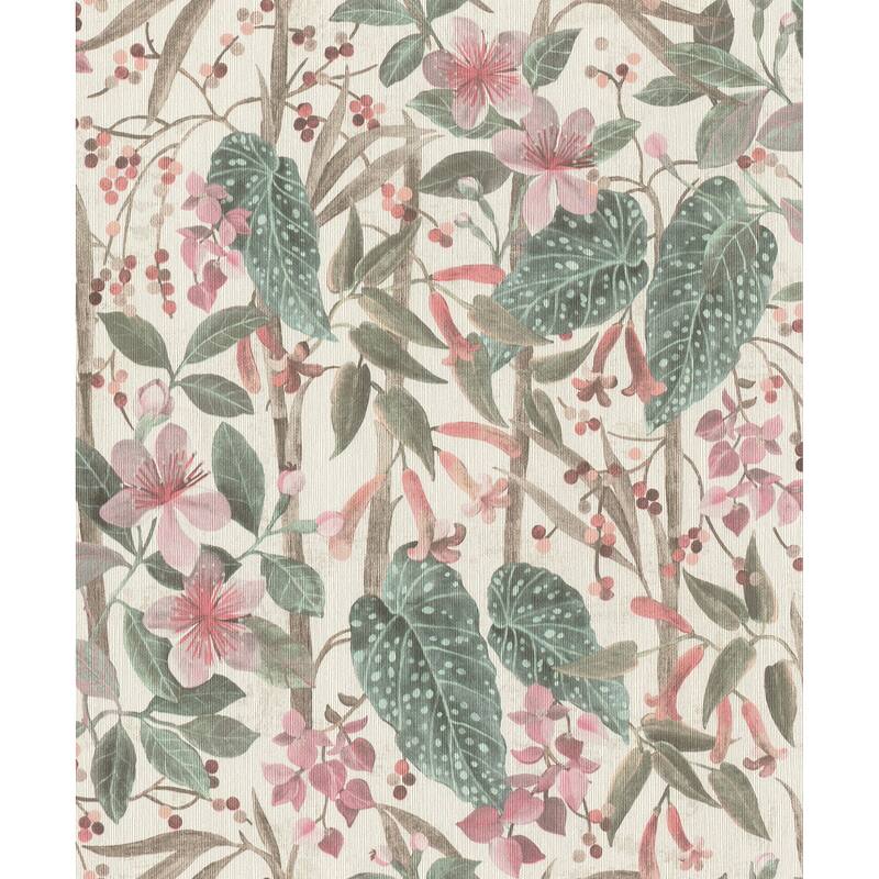 A-Street Prints Kalina Teal Floral Fruits Wallpaper