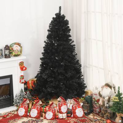HOMCOM Black Christmas Tree with Stand, Xmas Unlit Artificial Christmas Tree, Black Christmas Decorations