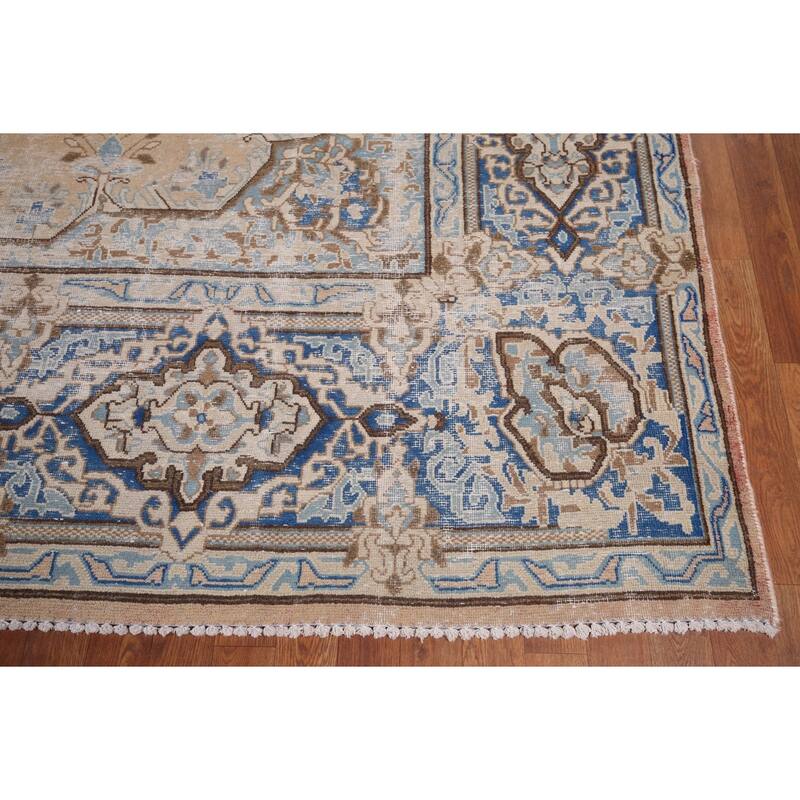 Geometric Kerman Persian Large Rug Handmade Wool Carpet - 9'7" x 13'11"