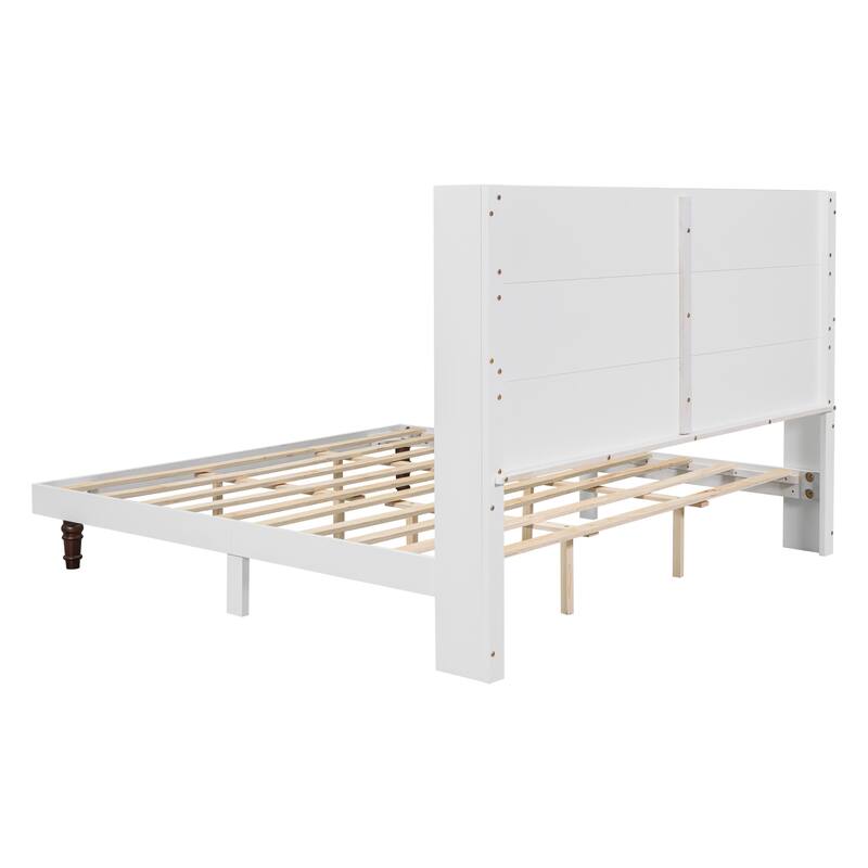 Elegant High Headboard King Size Bed with Comfortable Back Support in White
