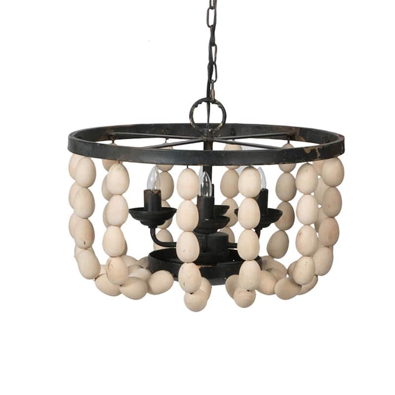4 Light Wood Chandelier (Bulb Not Included)