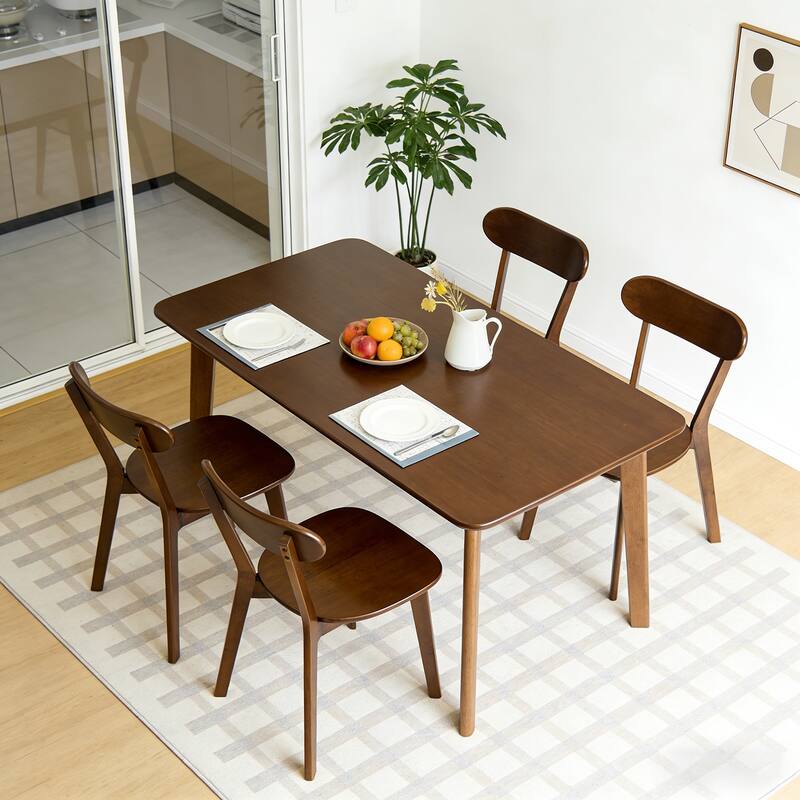 100% Solid Wood Dining Chairs Set of 2, Mid Century Modern Dining Chairs with Curved Backrest, for Dining Room