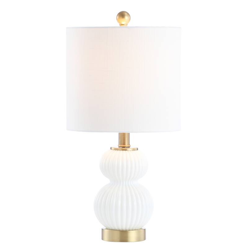 Lorena 20" Ribbed Metal/Glass LED Table Lamp, by JONATHAN Y