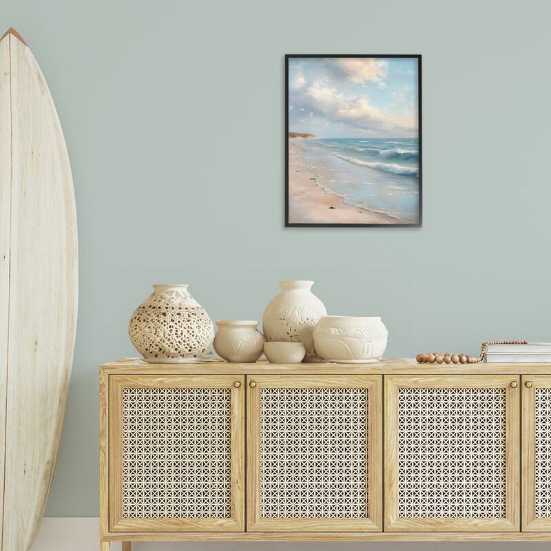 Stupell Where Seagulls Fly Beach View Framed Giclee Art Design By Franklyn Gregory