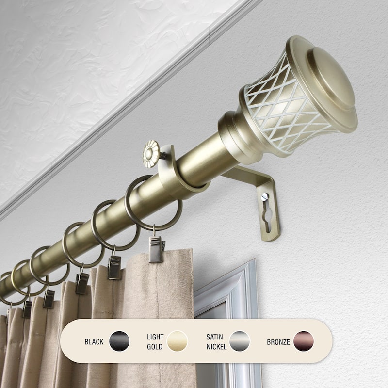 InStyleDesign Prisy 1 inch Diameter Adjustable Curtain Rod - 28 to 48 inches - Light Gold