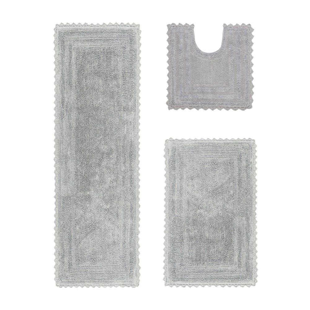 Better Trends Bath Rugs Set 100% Cotton Soft & Water Absorbent Tufted Bathroom Rug for Shower, Sink Bath Mats Lilly Crochet